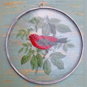 Red Bird Suncatcher Stocking Stuffers Bird Lover Gifts Glass Metal Wall Decor